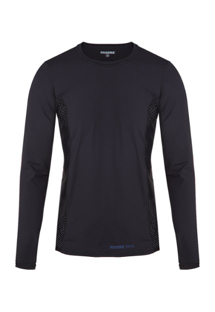 CMS0047-NEG Camiseta Deportiva Manga Larga Trail Hombre