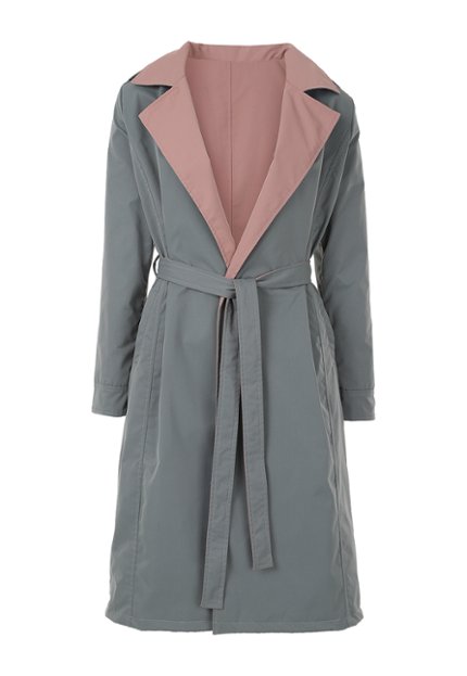 CHQ0100-VER Gabardina Casual Mujer Doble Faz (Verde y Rosado)