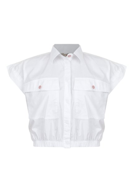 CAM0273-BLA Camisa Manga Corta Mujer